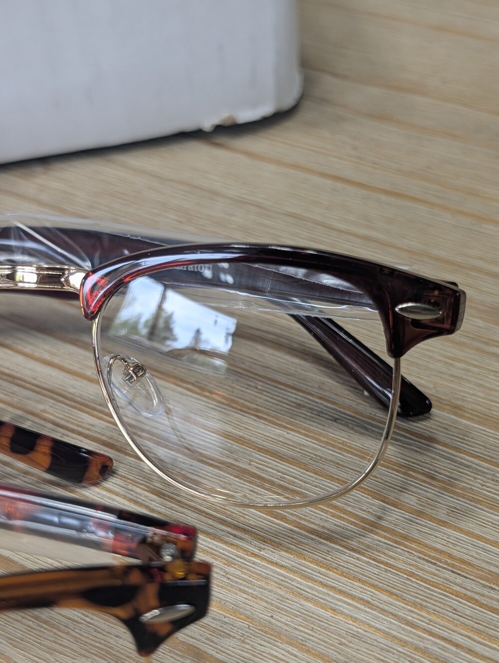 3 Prescription Free Gold Rimmed Trendy Stylish Glasses - Picture 4 of 14